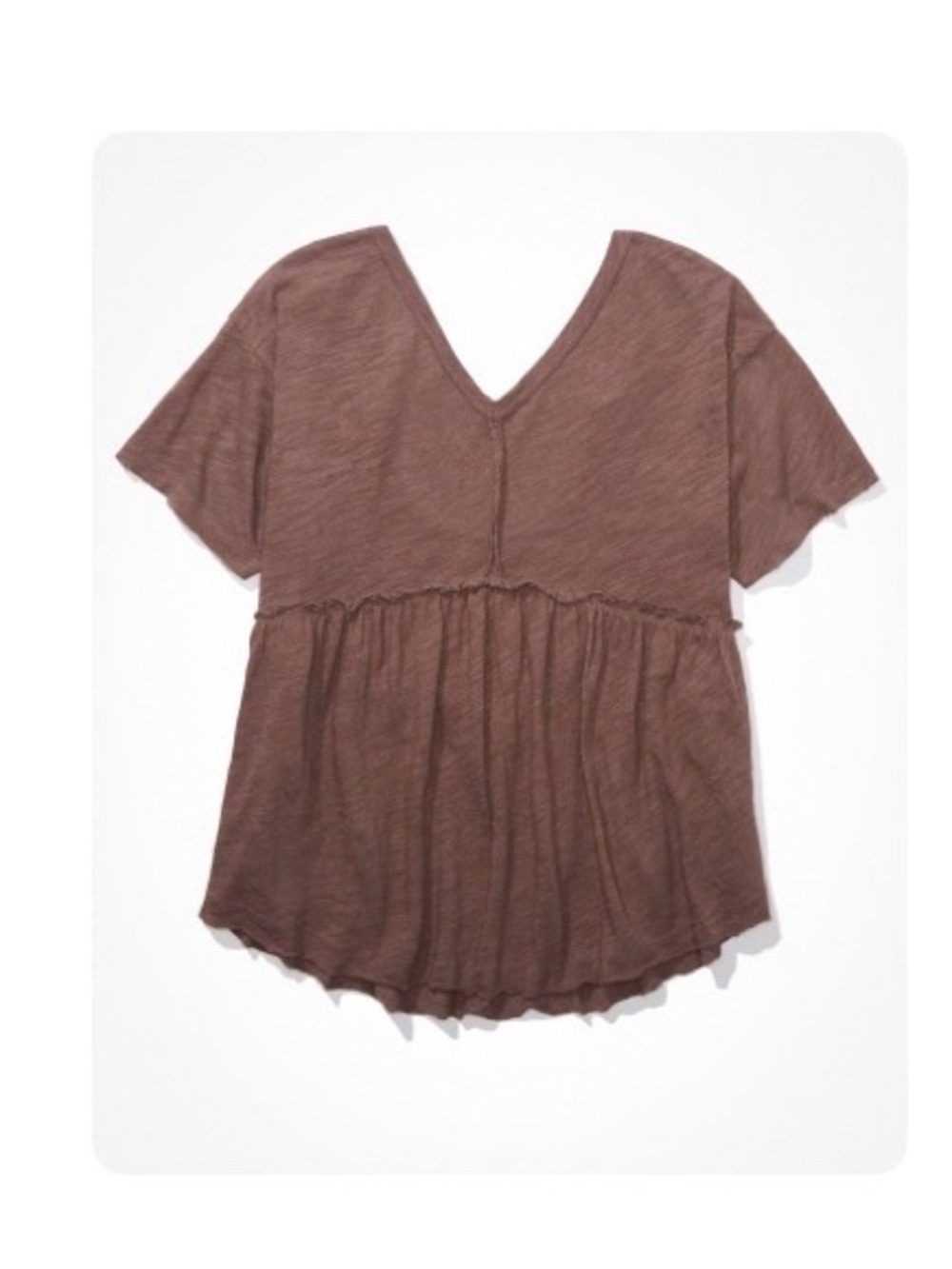 Women’s V-Neck Babydoll Top in Brown